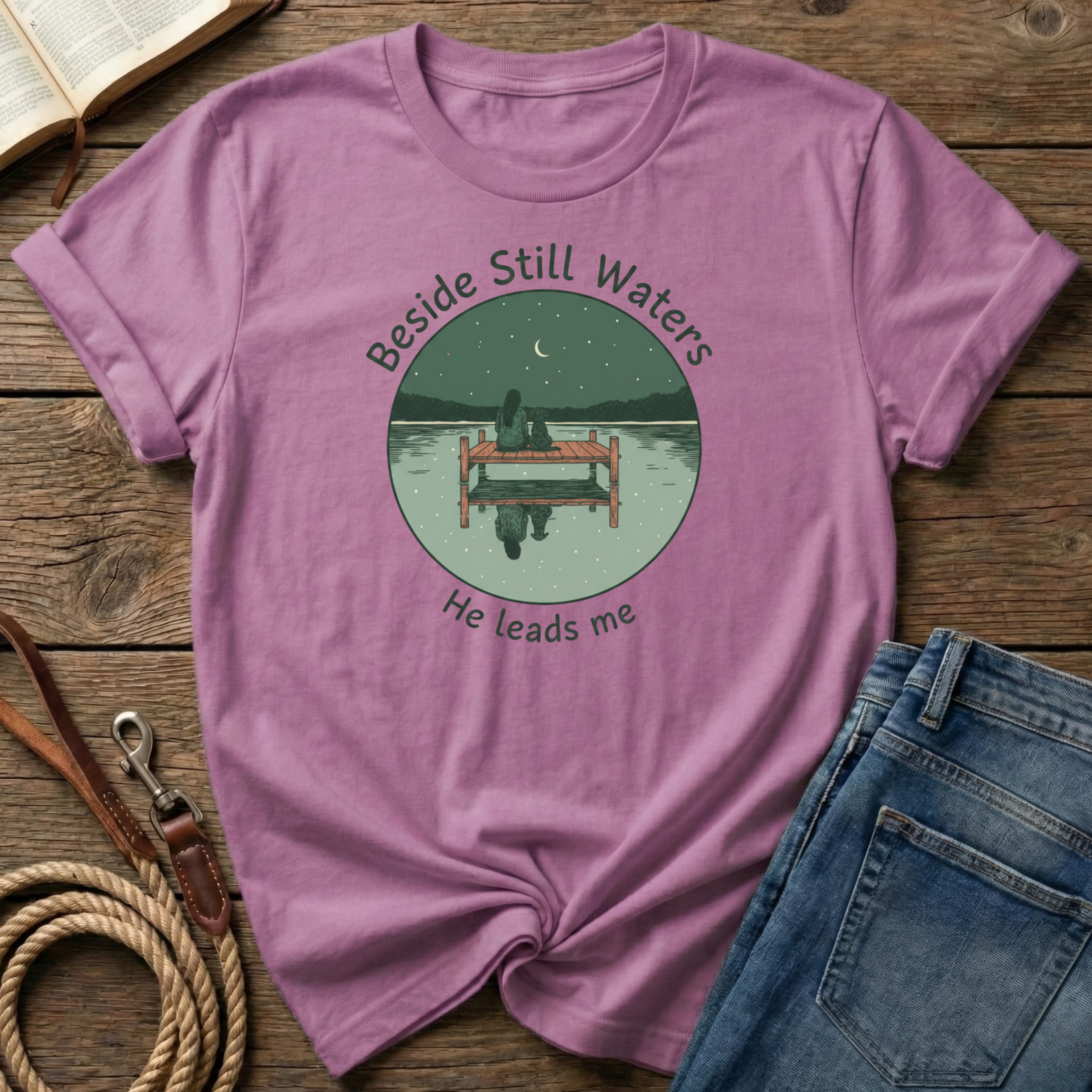 Beside Still Water He Leads Me T-Shirt