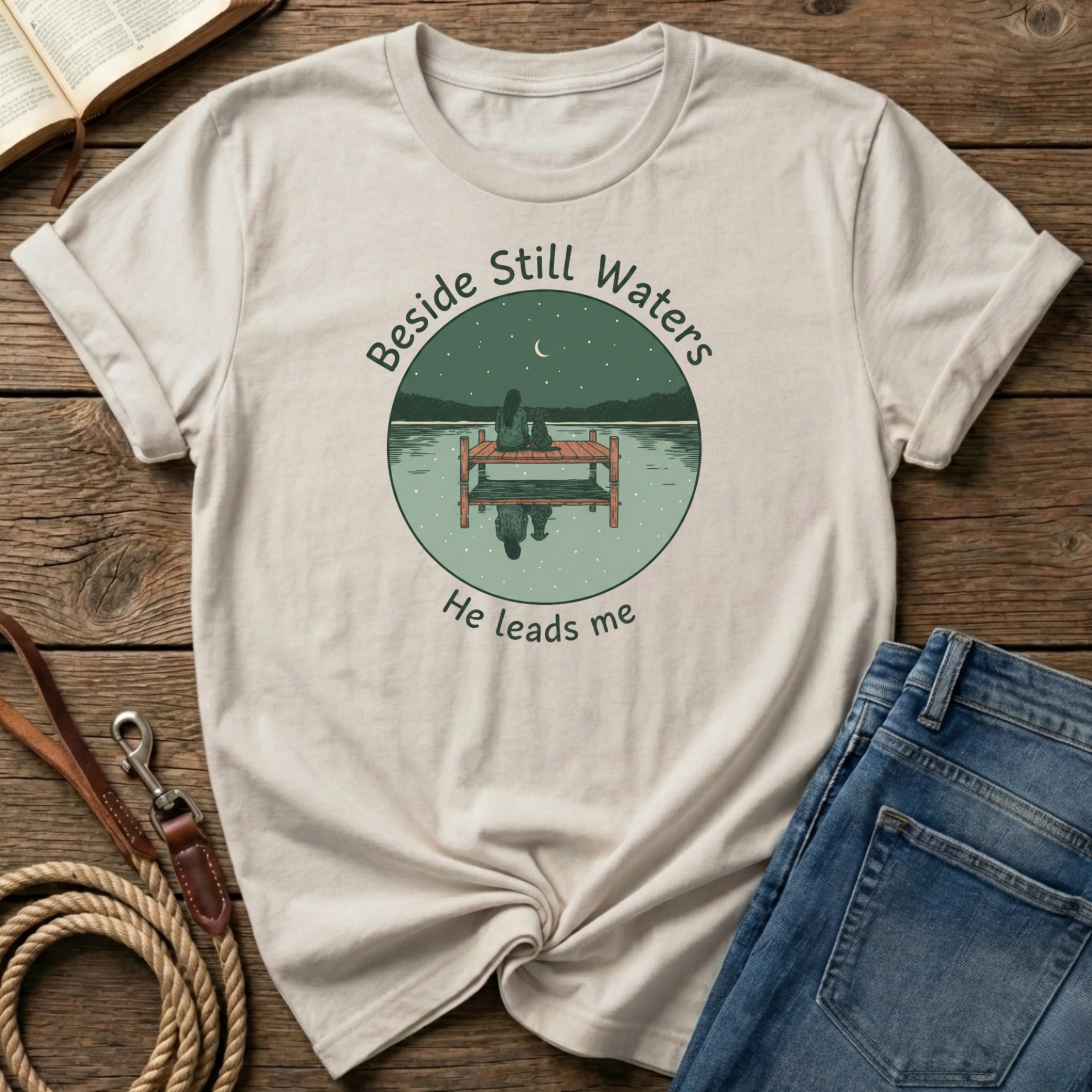 Beside Still Water He Leads Me T-Shirt