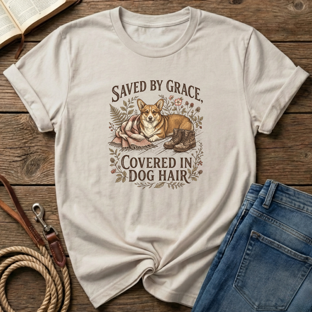 By Grace, Covered in Corgi Hair T-Shirt