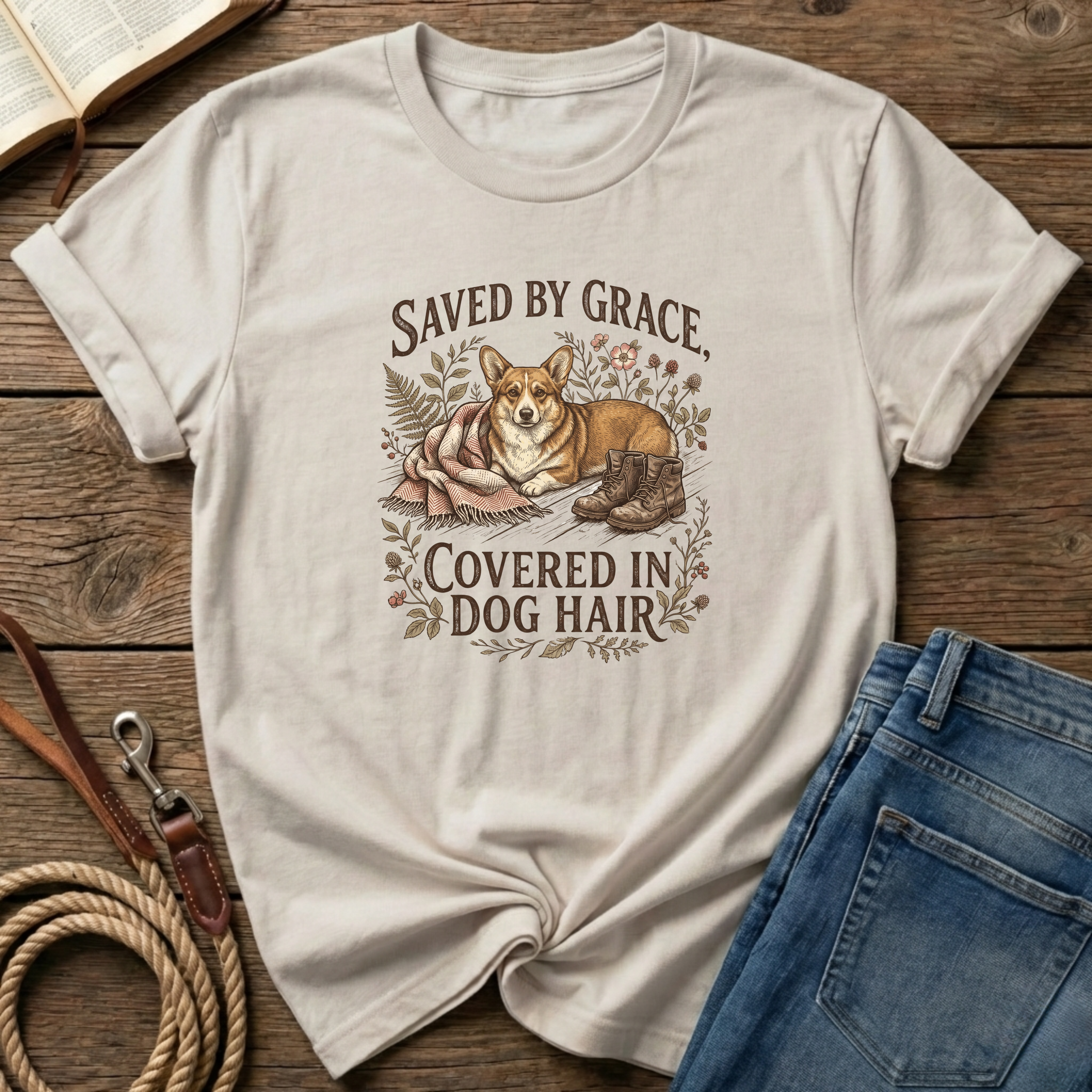 By Grace, Covered in Corgi Hair T-Shirt