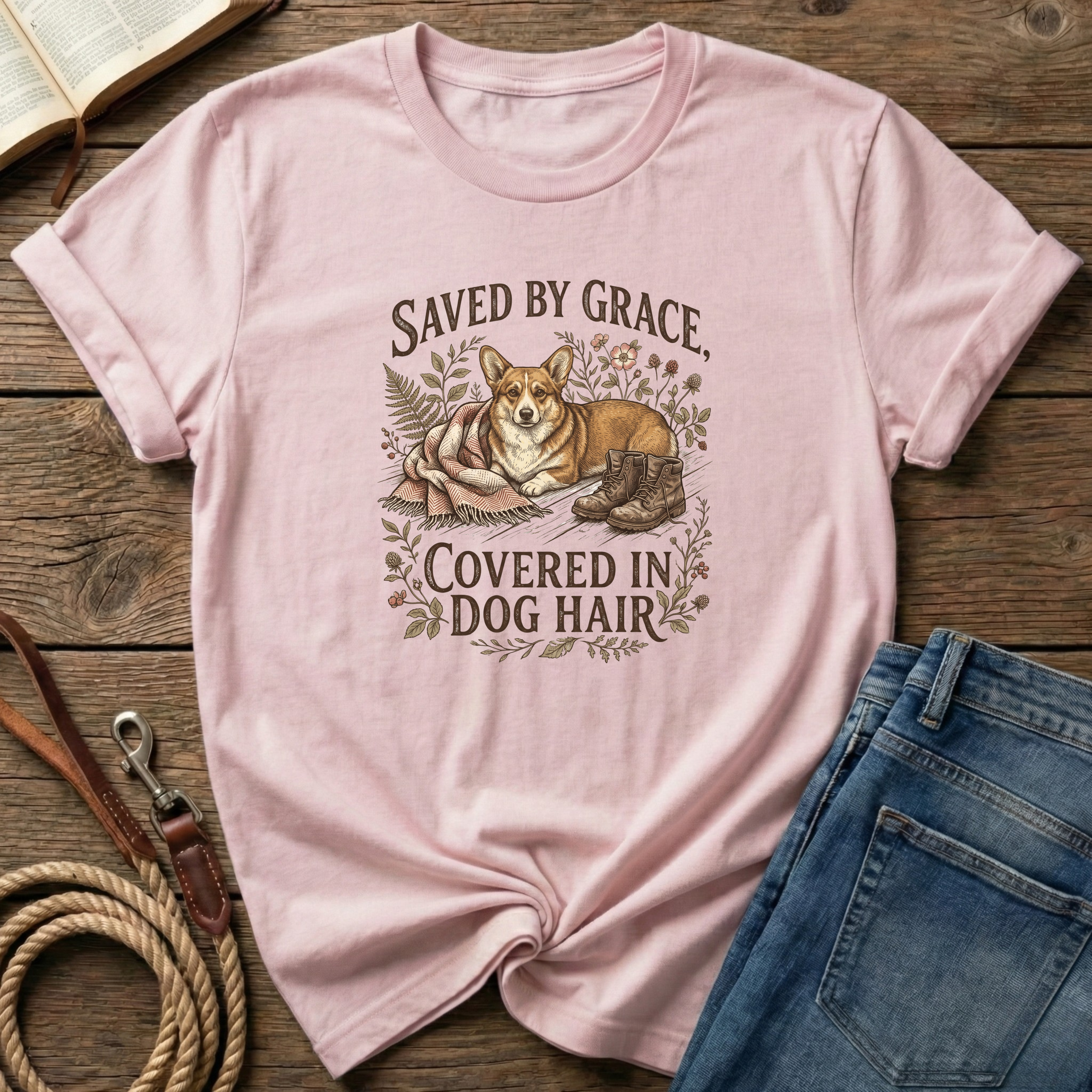 By Grace, Covered in Corgi Hair T-Shirt