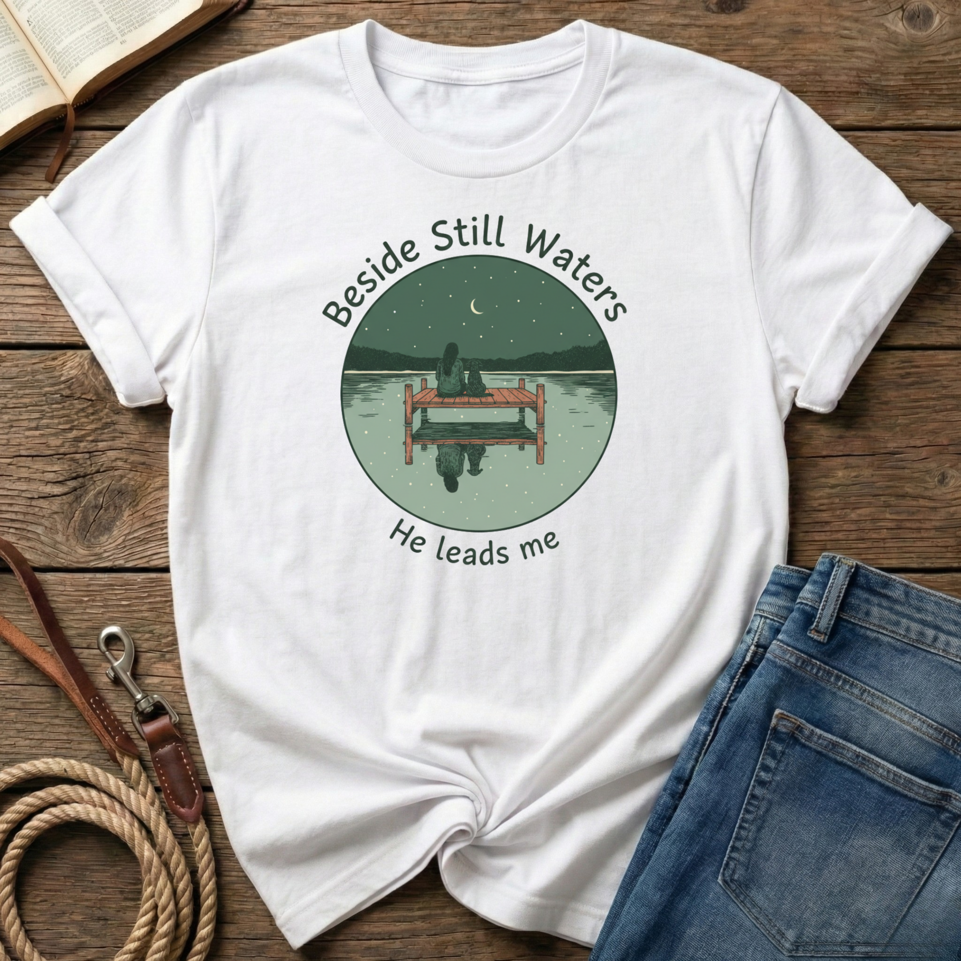 Beside Still Water He Leads Me T-Shirt