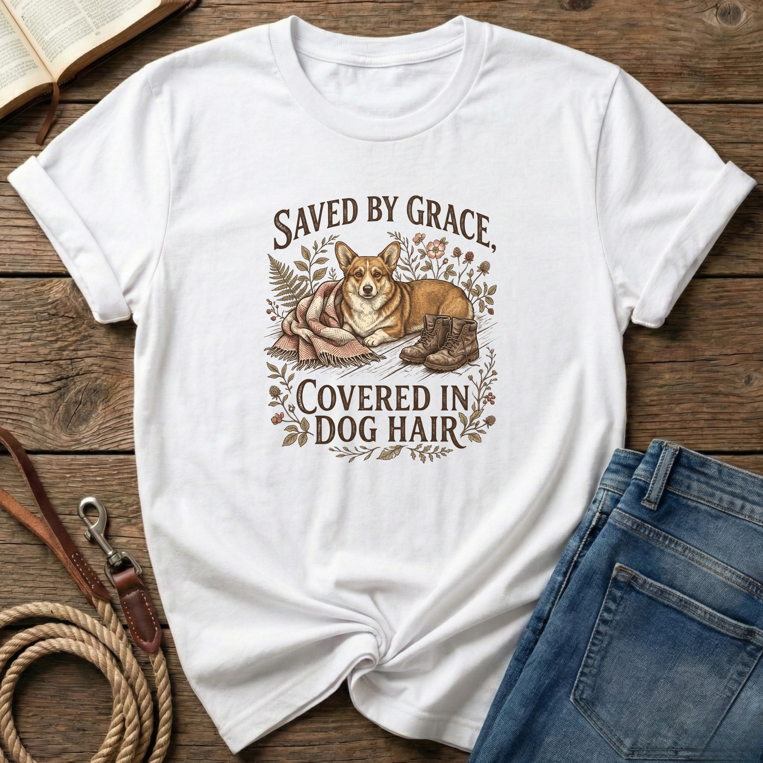 By Grace, Covered in Corgi Hair T-Shirt